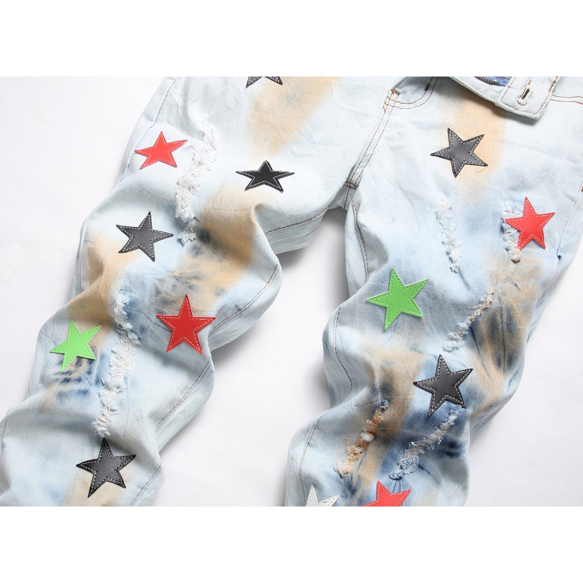 Amiri Jeans Stars Ripped Stretch Jeans