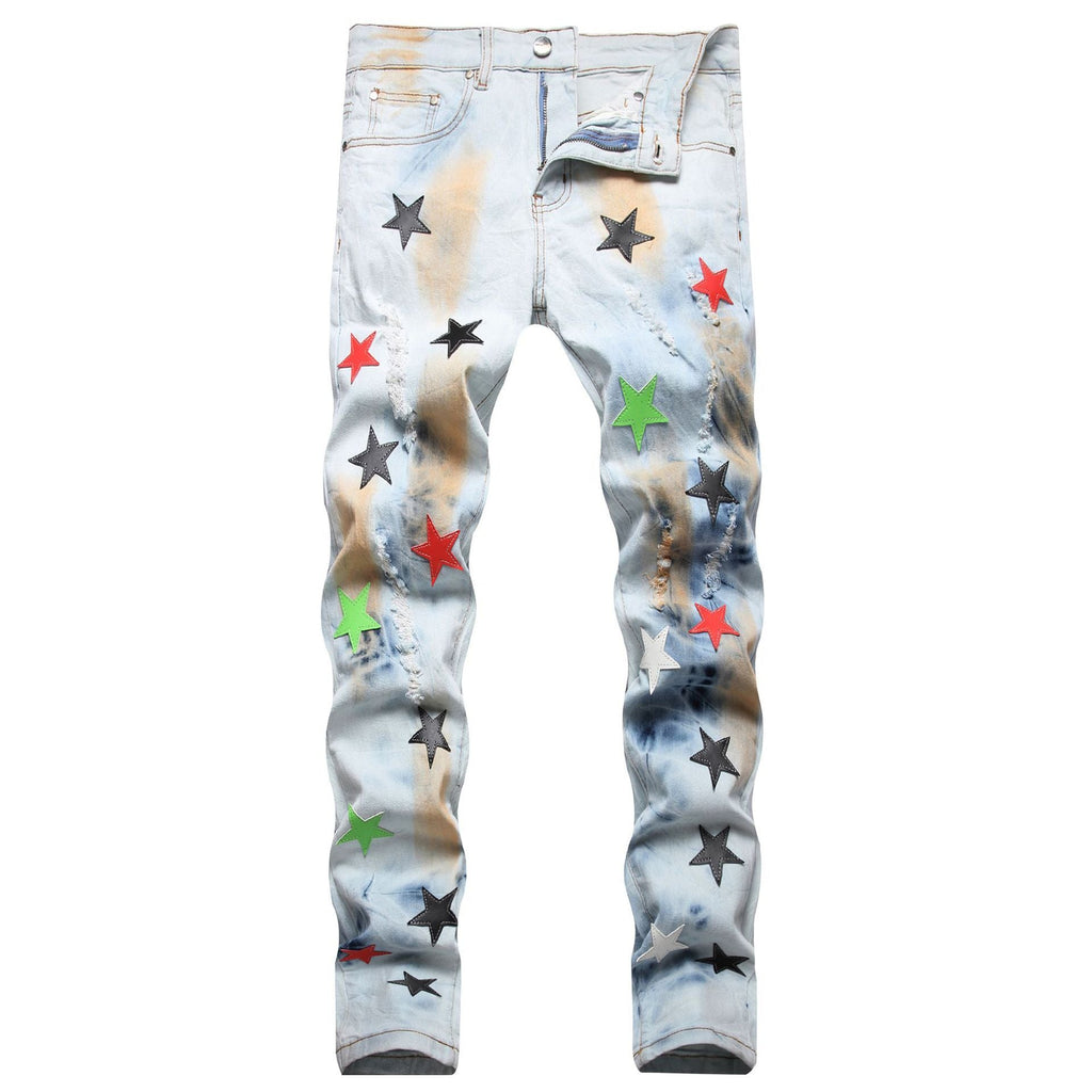 Amiri Jeans Stars Ripped Stretch Jeans