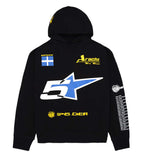 Sp5der Pit Crew Oversized Hoodie Black